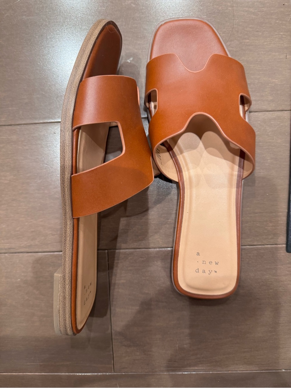 a new day Brown Slip-On Slide Sandals